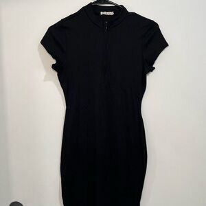Black Half Zip Mini Dress